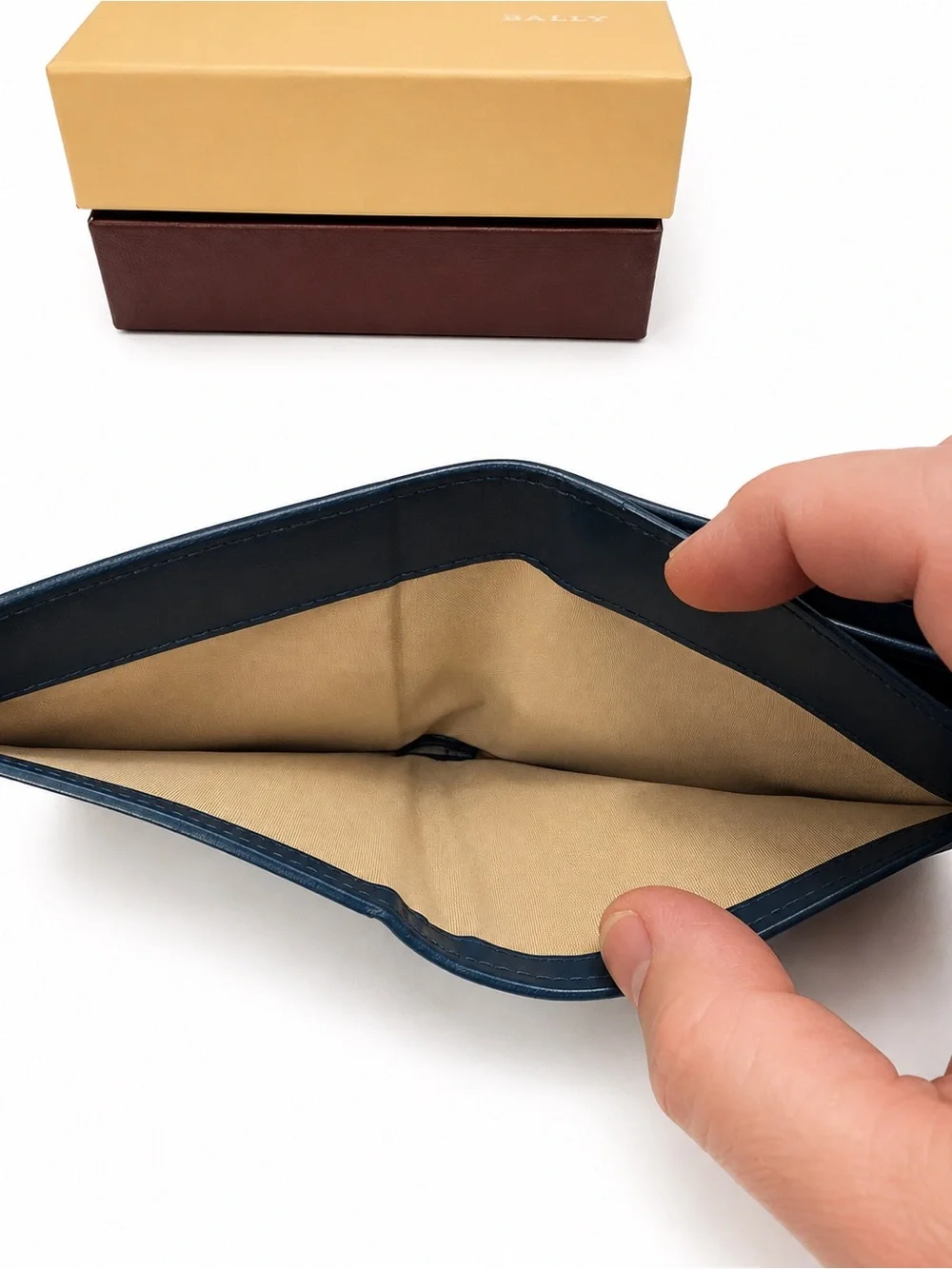 Bally Navy Leather Compact Wallet